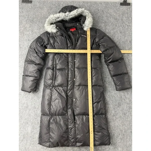 VTG Southpole Women's Black Puffer Coat Full Length Faux Fur Hooded Jacket XXL